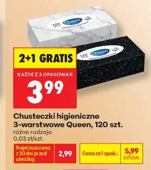 Chusteczki higieniczne Queen 3-warstwowe