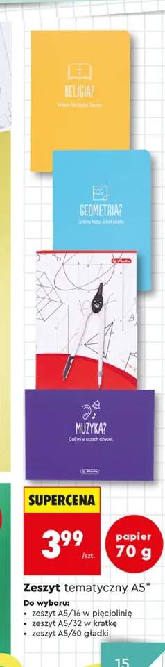 Zeszyt tematyczny A5/16 w pięciolinię Herlitz +2 warianty