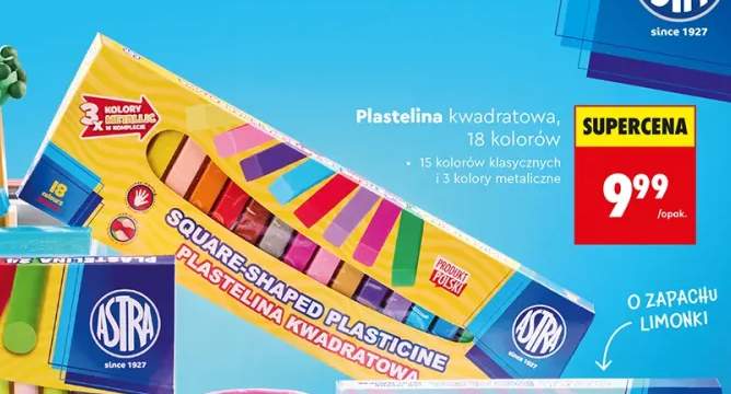 Plastelina kwadratowa Astra 18 kolorów