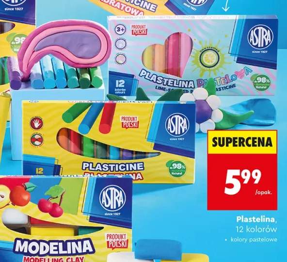 Plastelina pastelowa Astra 12 kolorów +1 wariant