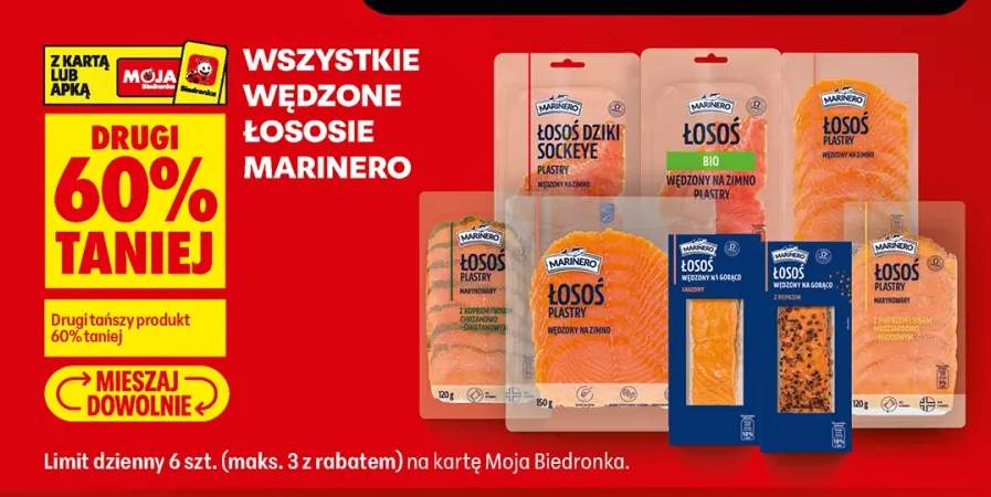 Łosoś dziki sockeye plastry wędzony na zimno Marinero +7 wariantów