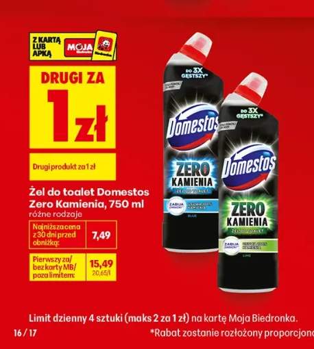Żel do toalet Domestos Zero Kamienia Blue +1 wariant