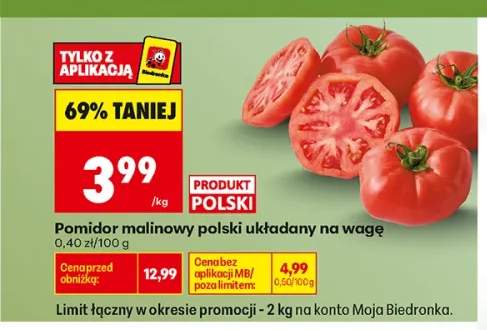 Pomidor malinowy polski układany na wagę