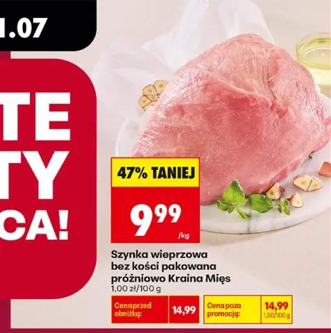 Szynka wieprzowa bez kości pakowana próżniowo Kraina Mięs