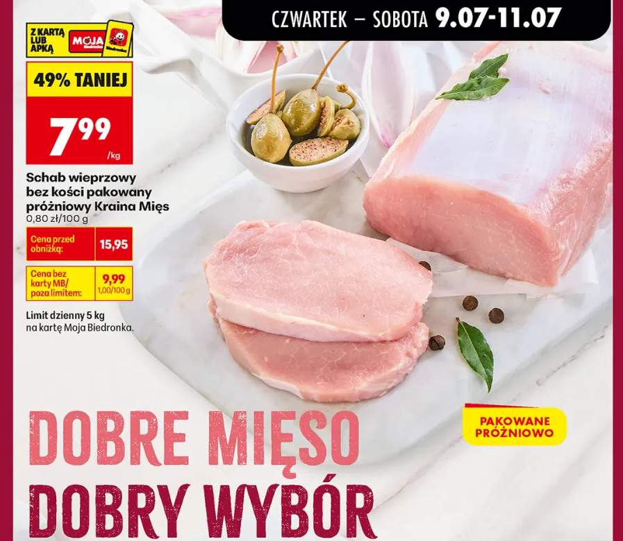 Schab wieprzowy bez kości pakowany próżniowo Kraina Mięs