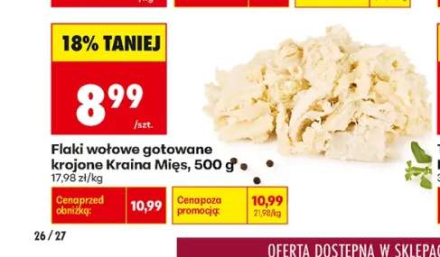Flaki wołowe gotowane krojone Kraina Mięs