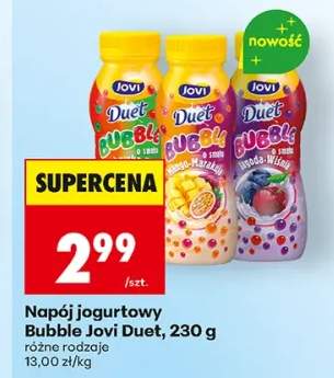Napój jogurtowy Bubble Jovi Duet o smaku truskawkowym +2 warianty