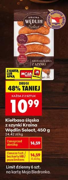 Kiełbasa śląska z szynki Kraina Wędlin Select