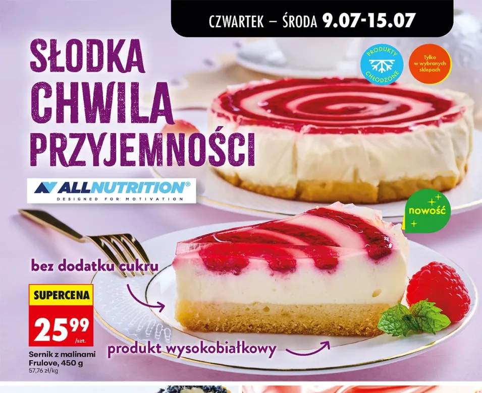 Sernik z malinami Frulove ALLNUTRITION