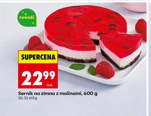 Sernik na zimno z malinami