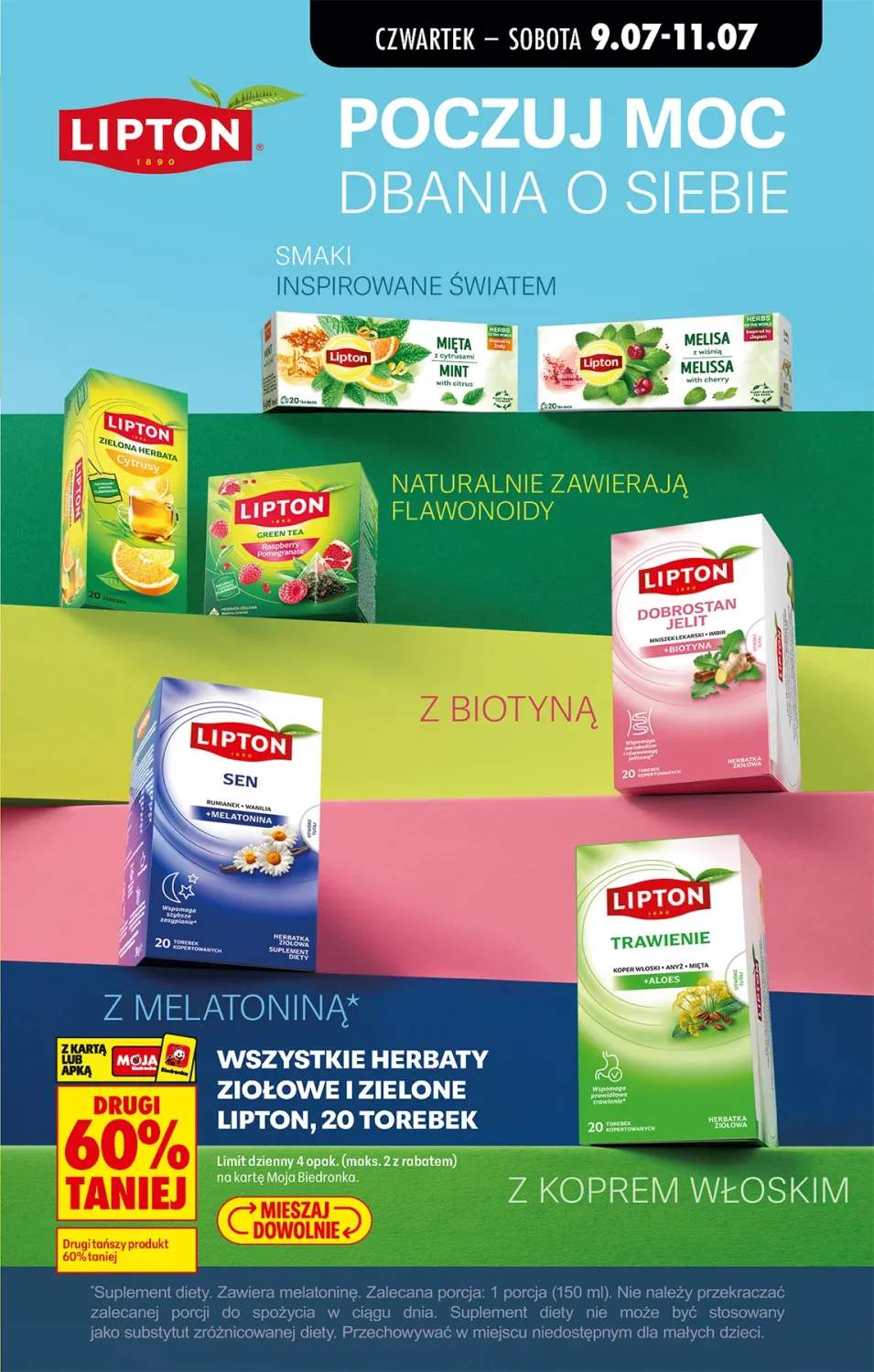 Herbaty ziołowe i zielone Lipton +7 wariantów