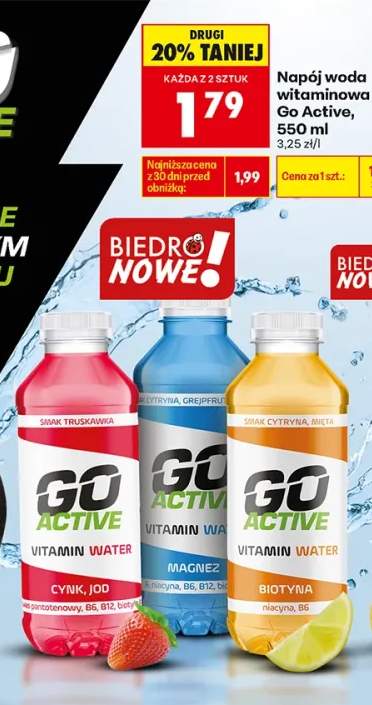 Napój woda witaminowa cytryna grejpfrut Go Active +2 warianty