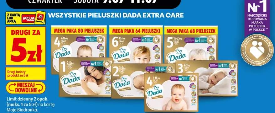 Pieluszki Dada Extra Care +7 wariantów