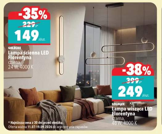 Lampa wisząca LED Goldlux Florentyna czarna 48W 4000K +1 wariant
