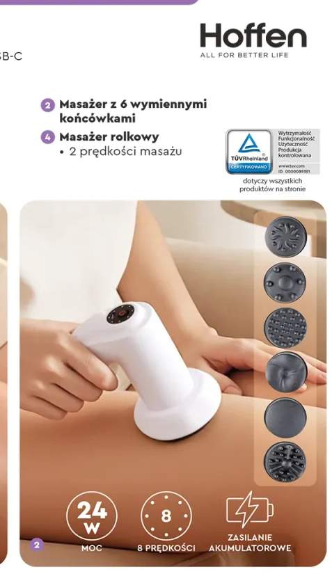 Masażer z 6 wymiennymi końcówkami Hoffen