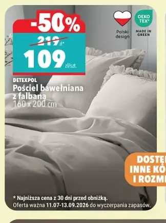 Pościel bawełniana z falbaną Detexpol 160x200 cm