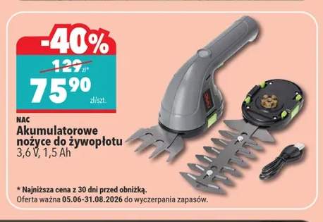 Akumulatorowe nożyce do żywopłotu NAC
