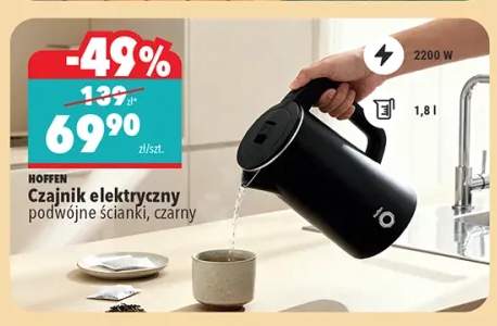 Czajnik elektryczny Hoffen podwójne ścianki czarny