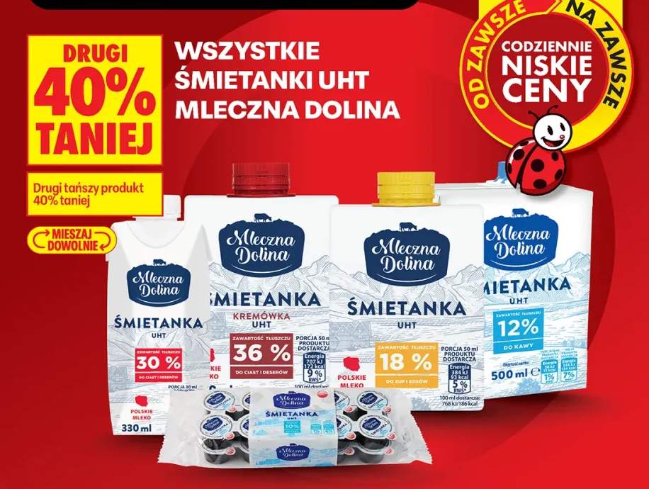 Śmietanki UHT Mleczna Dolina +4 warianty