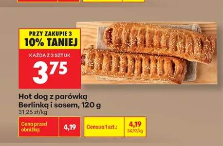Hot dog z parówką Berlinką i sosem
