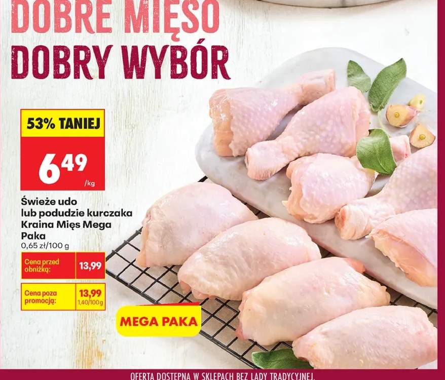 Świeże udo kurczaka Kraina Mięs Mega Paka +1 wariant