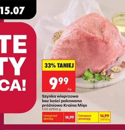 Szynka wieprzowa bez kości pakowana próżniowo Kraina Mięs