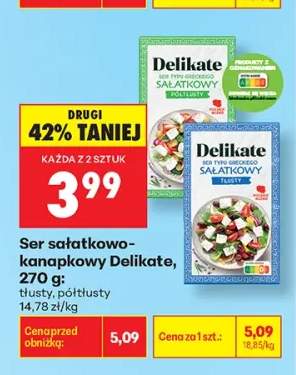 Ser sałatkowo-kanapkowy tłusty Delikate +1 wariant