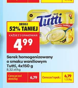 Serek homogenizowany o smaku waniliowym Tutti 4-pak