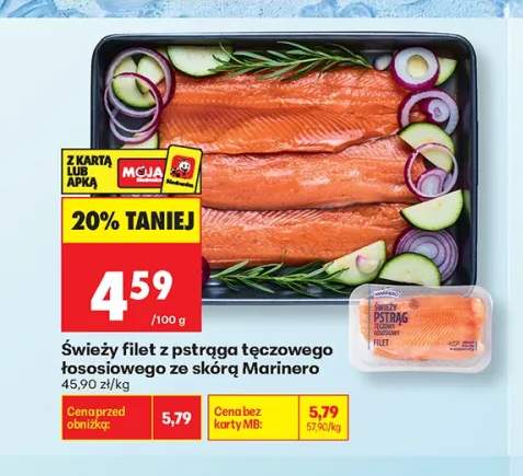 Świeży filet z pstrąga tęczowego łososiowego ze skórą Marinero