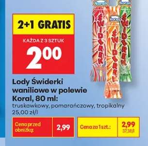 Lody Świderki waniliowe w polewie Koral truskawkowy +2 warianty