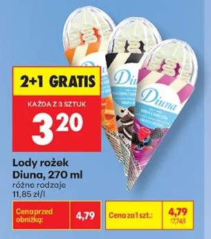 Lody rożek Diuna truskawkowy +2 warianty