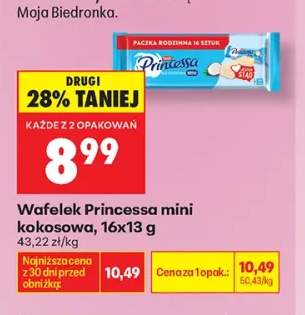 Wafelek Princessa mini kokosowa 16-pak