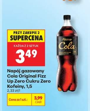 Napój gazowany Cola Original Fizz Up Zero Cukru Zero Kofeiny