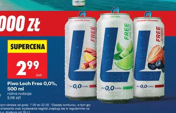 Piwo bezalkoholowe Lech Free Rhubarb Lemon +2 warianty