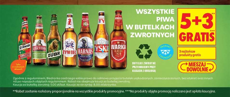 Piwa w butelkach zwrotnych +6 wariantów