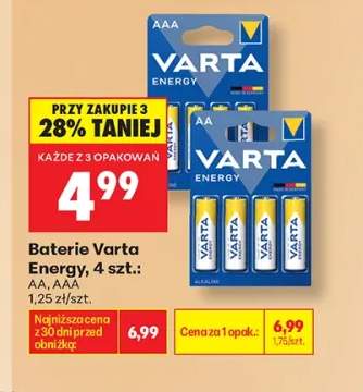 Baterie Varta Energy AA 4-pak +1 wariant