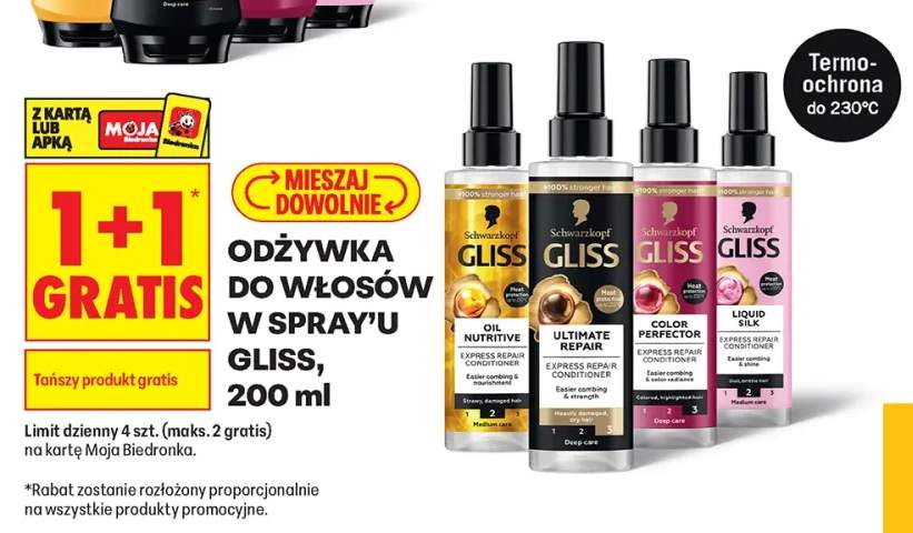 Odżywka do włosów w sprayu Schwarzkopf Gliss Oil Nutritive +3 warianty