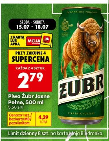 Piwo Żubr Jasne Pełne