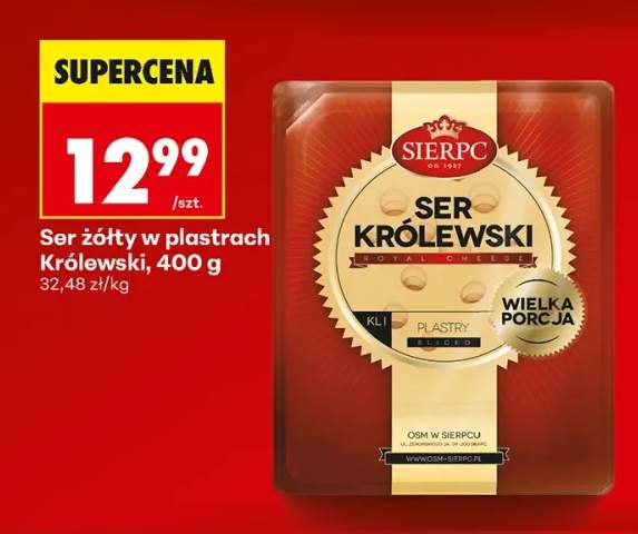 Ser żółty w plastrach Królewski Sierpc