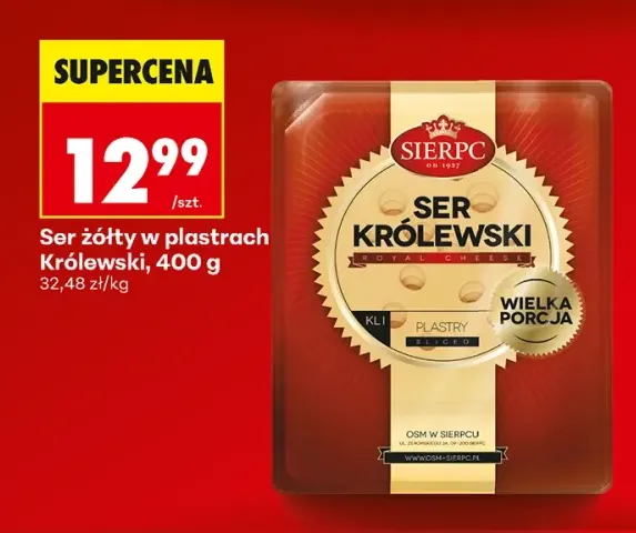 Ser żółty w plastrach Królewski Sierpc