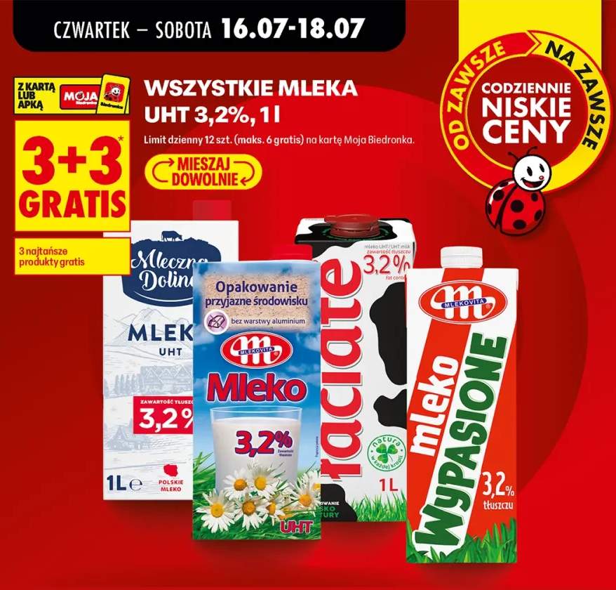 Mleka UHT 3,2% 1 l +3 warianty