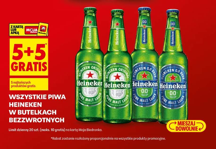 Piwa Heineken w butelkach bezzwrotnych +2 warianty