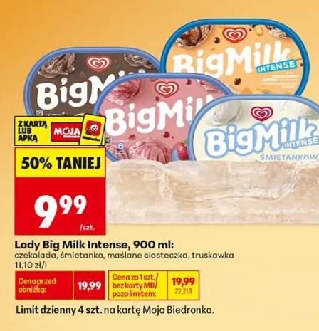 Lody Big Milk Intense czekolada +3 warianty