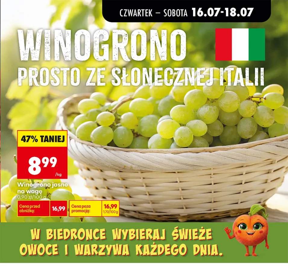 Winogrono jasne na wagę