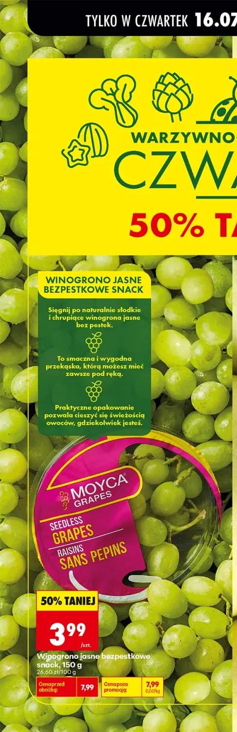 Winogrono jasne bezpestkowe snack Moyca
