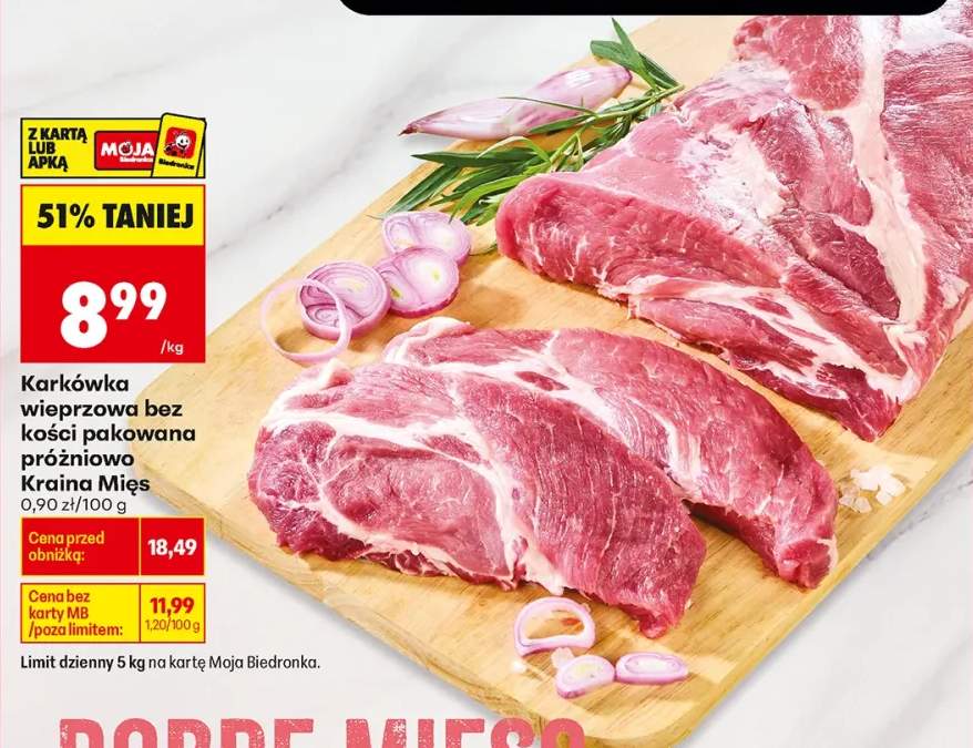 Karkówka wieprzowa bez kości pakowana próżniowo Kraina Mięs