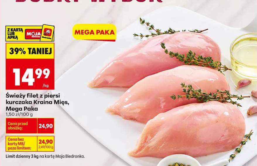 Świeży filet z piersi kurczaka Kraina Mięs Mega Paka