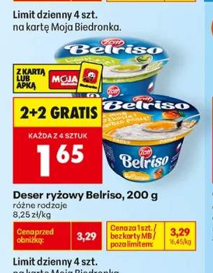 Deser ryżowy Zott Belriso malina +1 wariant