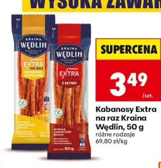 Kabanosy Extra Na Raz drobiowo-wieprzowe Kraina Wędlin +1 wariant