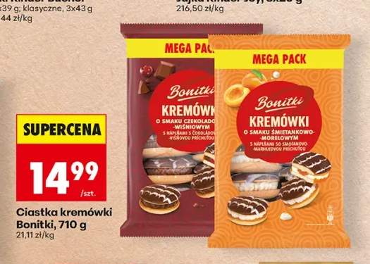 Ciastka kremówki Bonitki o smaku czekoladowo-wiśniowym 710 g +1 wariant